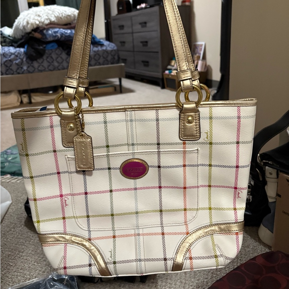 Coach Metallic Gold and Pink Leather Bag